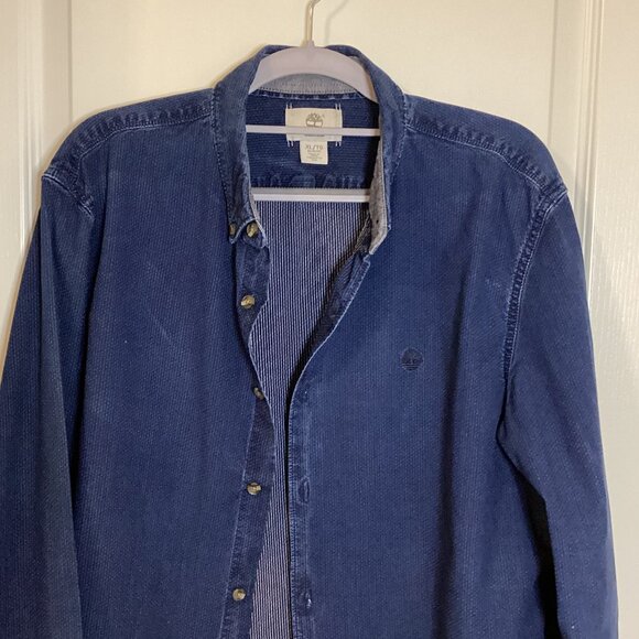 Timberland Men's Button Down Cotton Blue Shirt Size XL Slim Fit Casual - Picture 3 of 9